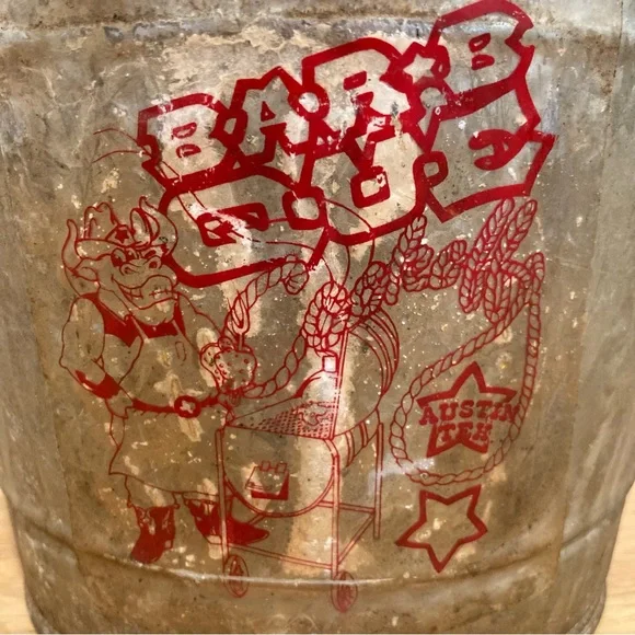 Old Galvanized Bucket with Distressed Finish Writing & Sticker 9” Tall - Picture 13 of 16